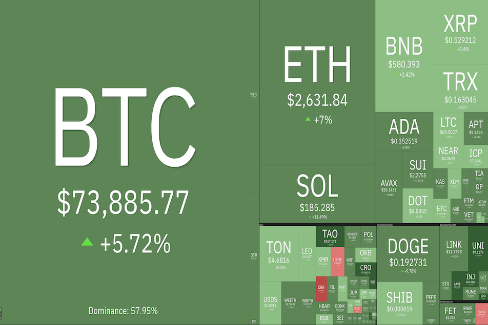 Cryptomarket 24-hour performance